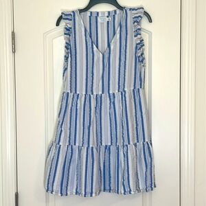 Time and Tru Sleeveless White Blue Sundress Size S (4-6)